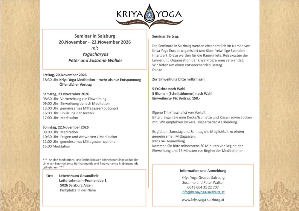 Yogaseminar Salzburg Lebensraum Gesundheit LoKe-Lehmann-Promenade 1